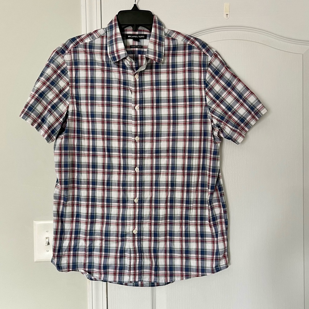Michael Kors | men’s plaid button down shirt - L
